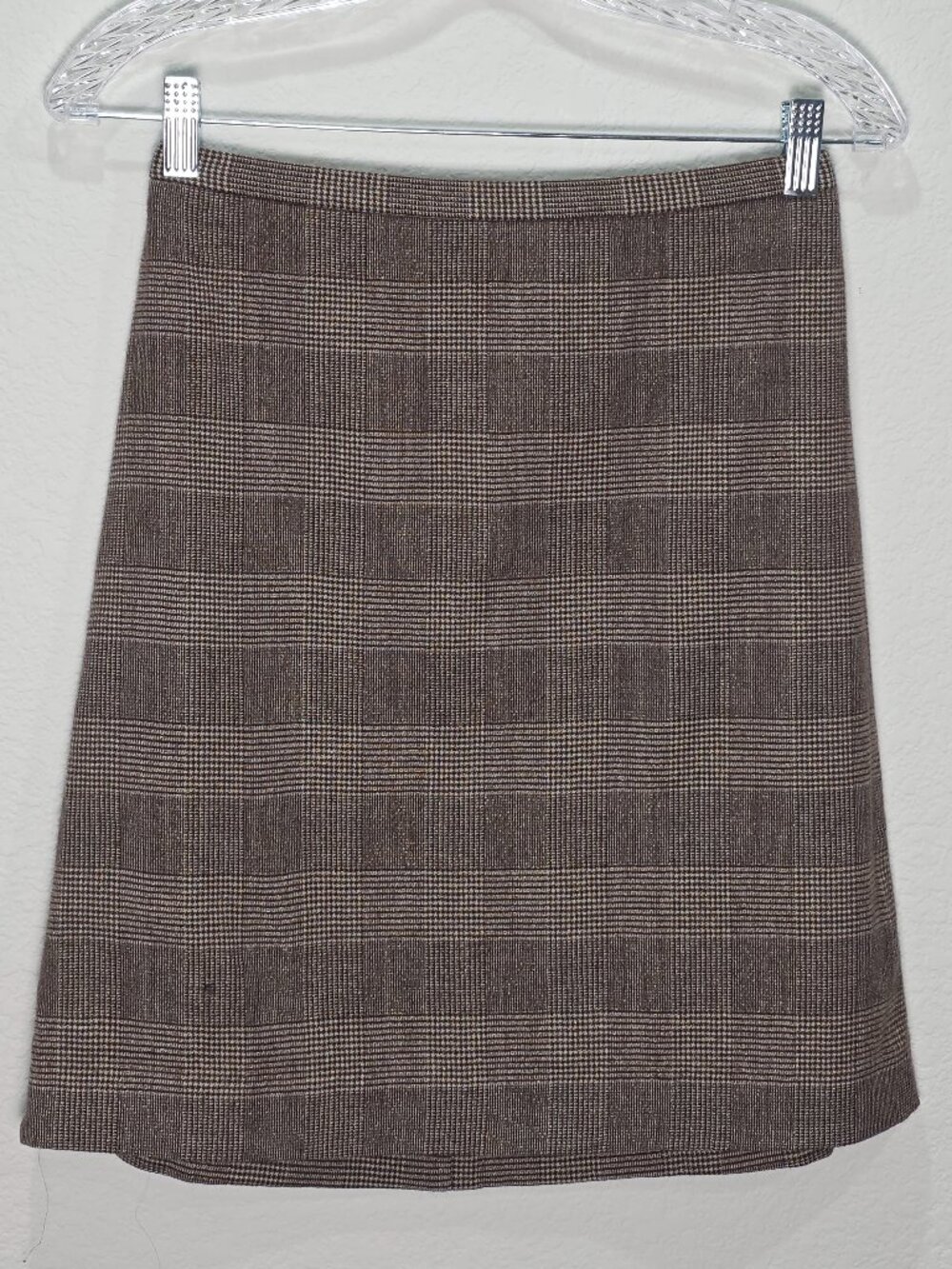 Vintage French Connection Wool Blend Plaid Skirt Brown Size 4